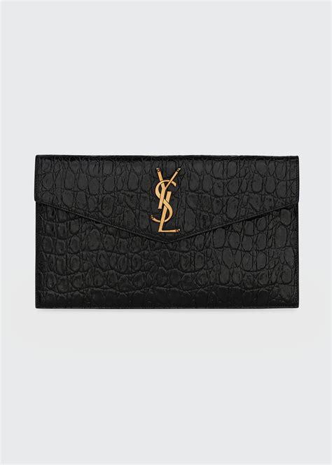 new ysl monogram crocodile patent leather clutch|saint laurent ysl pouch.